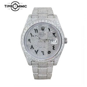 Supper replica Rolex Datejust Arabic Dial Iced Out 116300-41mm Fake Watches clone
