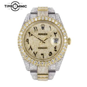 Supper replica Rolex Datejust Arabic Dial Iced Out 116300-41mm Fake Watches clone