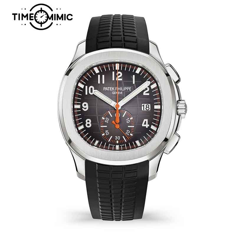 Super replica Patek Philippe Aquanaut 5968A-001 42.2mm Black Dial Fake watch clone