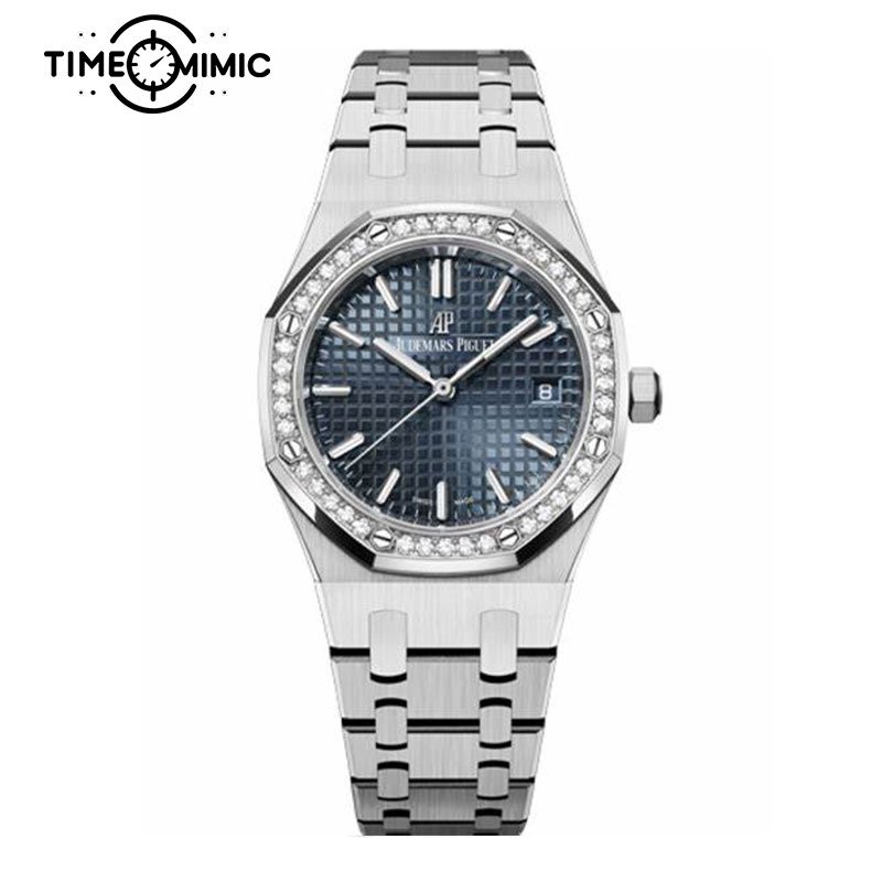 Super replica Audemars Piguet Royal Oak 77351ST.ZZ.1261ST.01 34mm Blue Dial diamond Fake Watches clone