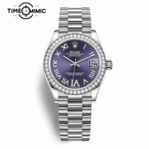 Supper replica Rolex Datejust Diamond 278289-31mm Purple Dial Fake Watches clone
