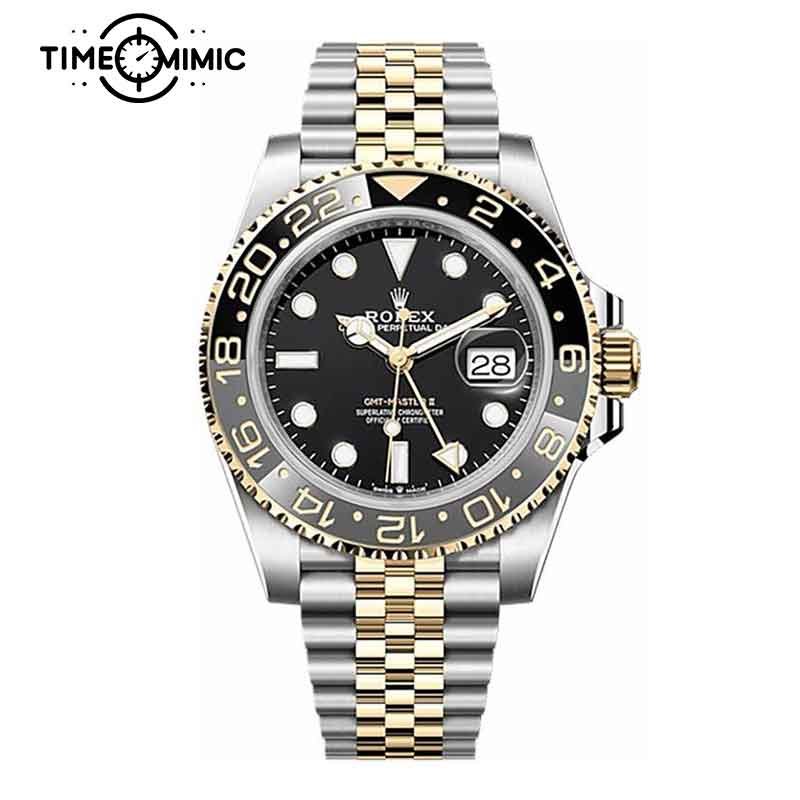 Replica Rolex GMT-Master II 126713GRNR-40mm Two Tone Black Dial super clone watch