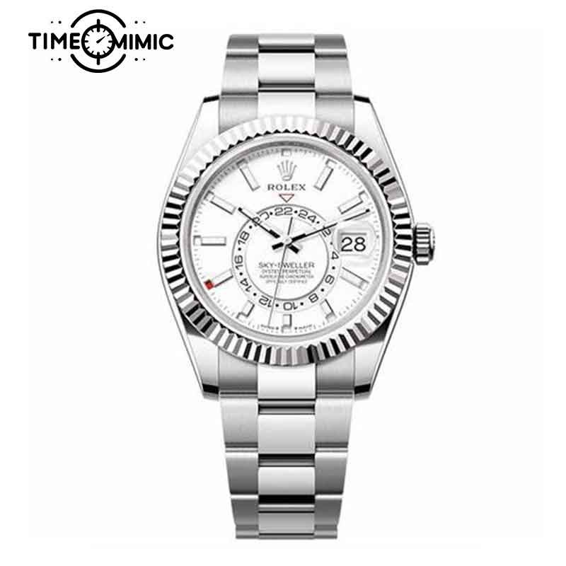 Supper replica Rolex Sky-Dweller 336934-42mm White Dial Fake Watches clone