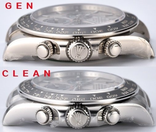 Clean Factory Rolex Cosmograph Daytona m126519ln  Cement Grey 4131 Movement Replica watch vs Genuine：Case comparison (1)