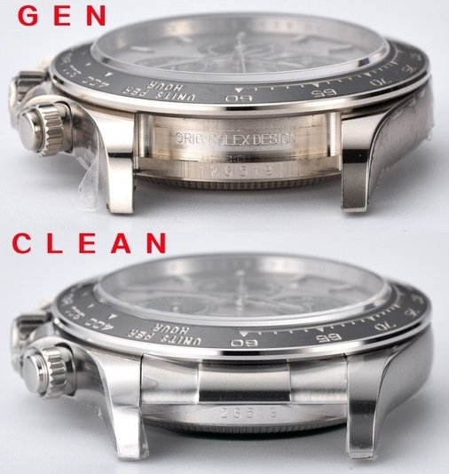 Clean Factory Rolex Cosmograph Daytona m126519ln  Cement Grey 4131 Movement Replica watch vs Genuine：Case comparison (2)