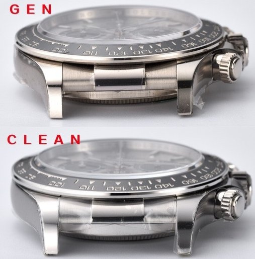 Clean Factory Rolex Cosmograph Daytona m126519ln  Cement Grey 4131 Movement Replica watch vs Genuine：Case comparison (4)