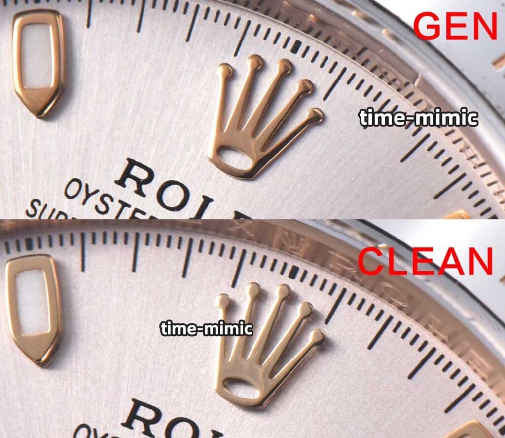 Clean Factory Rolex Daytona M116505 Rose Gold vs Genuine：Dial 12 00 Crown details comparison