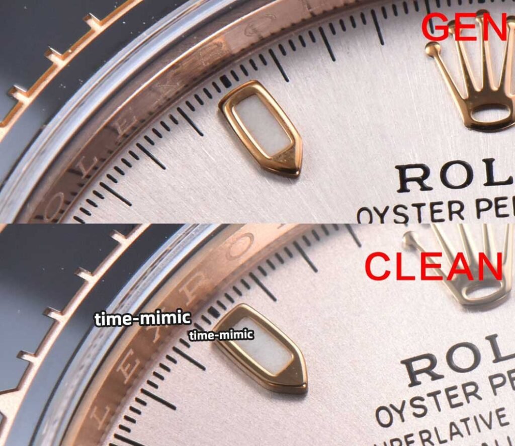 Clean Factory Rolex Daytona M116505 Rose Gold vs Genuine：Dial scale nail details comparison
