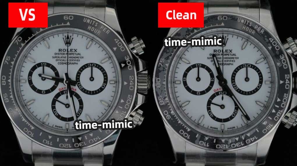 Rolex Daytona M126500LN-0001 Panda VS Factory (Dandong 4131)vs. CLEAN Factory (Shanghai 4131)：Frontal comparison