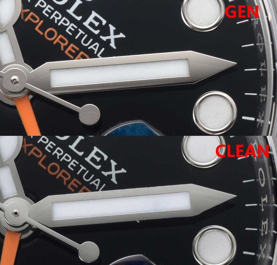 Clean Factory Rolex Explorer II 226570 Black Dial Review vs. Genuine Minute Hand Comparison picture