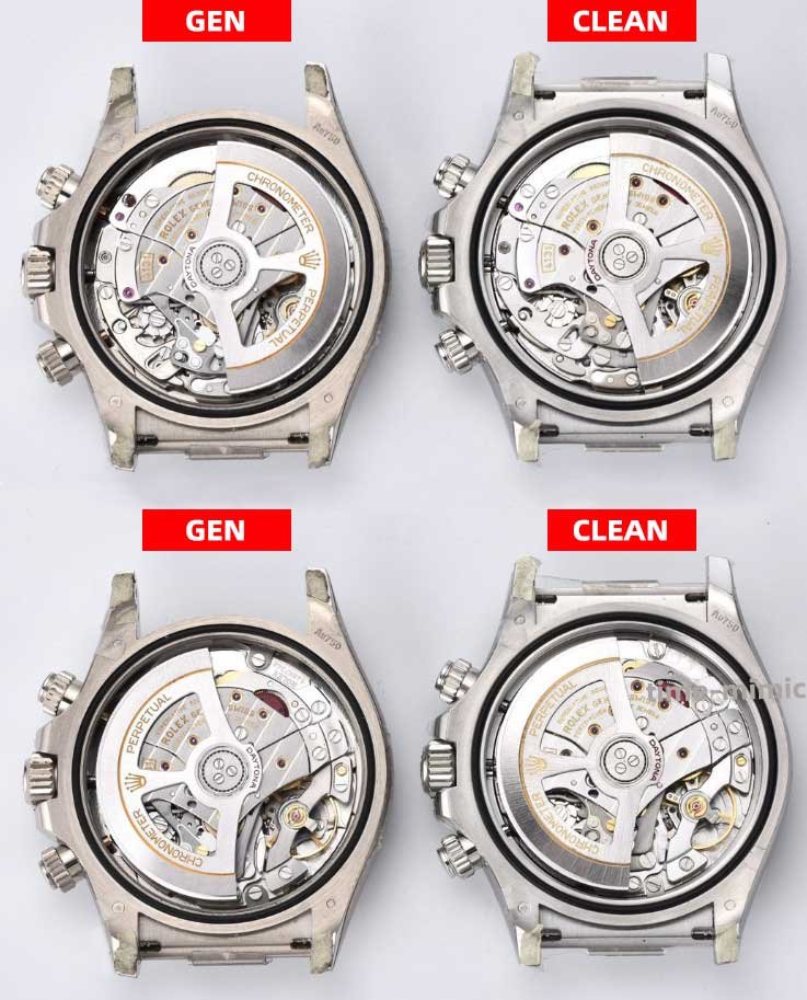 Clean Factory Rolex Cosmograph Daytona m126519ln  Cement Grey 4131 Movement Replica watch vs Genuine： Movement comparison