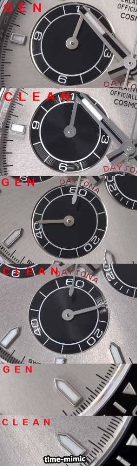 Clean Factory Rolex Cosmograph Daytona m126519ln  Cement Grey 4131 Movement Replica watch vs Genuine：Subdials 、 Hands And Dial Scale Nail Comparison