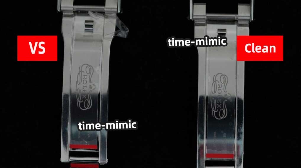 Rolex Daytona M126500LN VS Factory (Dandong 4131)vs. CLEAN Factory (Shanghai 4131)：Detailed view of the clasp opening mechanism