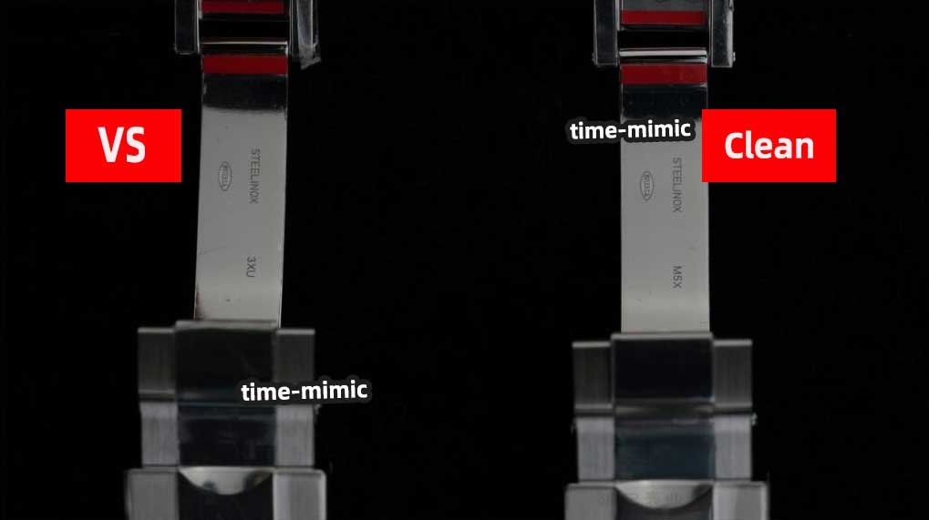 Rolex Daytona M126500LN VS Factory (Dandong 4131)vs. CLEAN Factory (Shanghai 4131)：Detailed view of the clasp opening mechanism