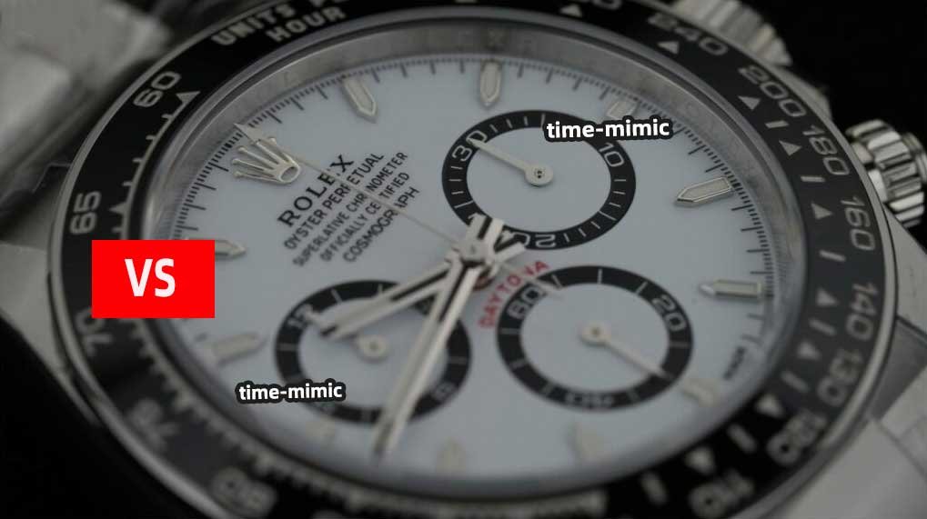 Rolex Daytona M126500LN-0001 Panda VS Factory (Dandong 4131)：Dial font comparison