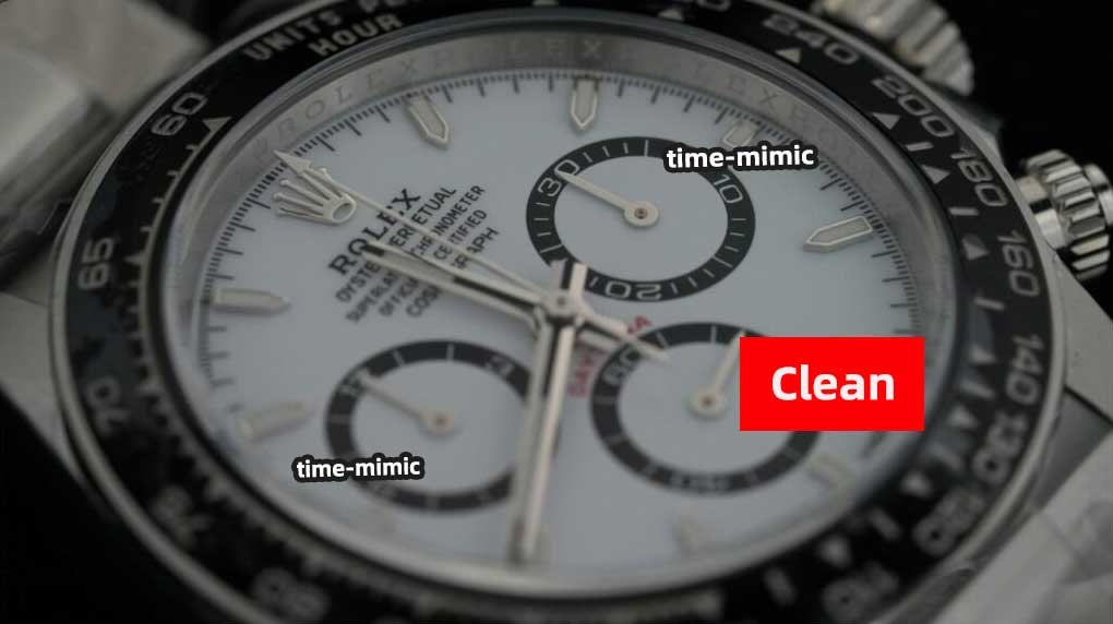 Rolex Daytona M126500LN-0001 Panda CLEAN Factory (Shanghai 4131)：Dial font comparison