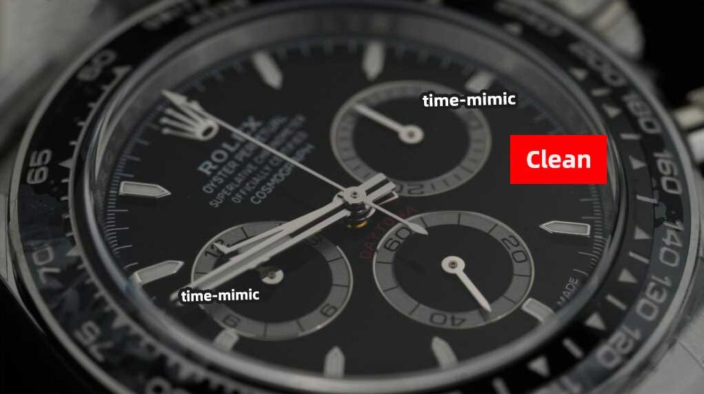 Rolex Daytona M126500LN-0002 black CLEAN Factory (Shanghai 4131)：sub-dials and Hands comparison