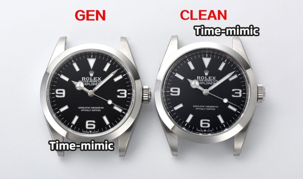 CLEAN Factory Rolex Explorer 224270 Super Clone Fake Watch vs Real：Case Front Comparison