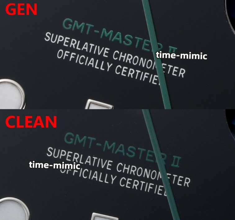 Clean factory rolex gmt master 2 replica watches vs. Genuine – Dial Font Comparison