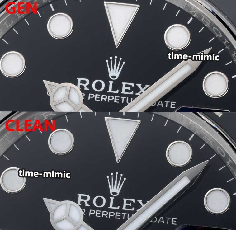 Clean factory rolex gmt master 2 replica watches vs. Genuine – Dial Scale Nail Comparison