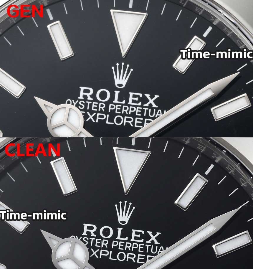 CLEAN Factory Rolex Explorer 224270 Super Clone Fake Watch vs Real：Dial font comparison
