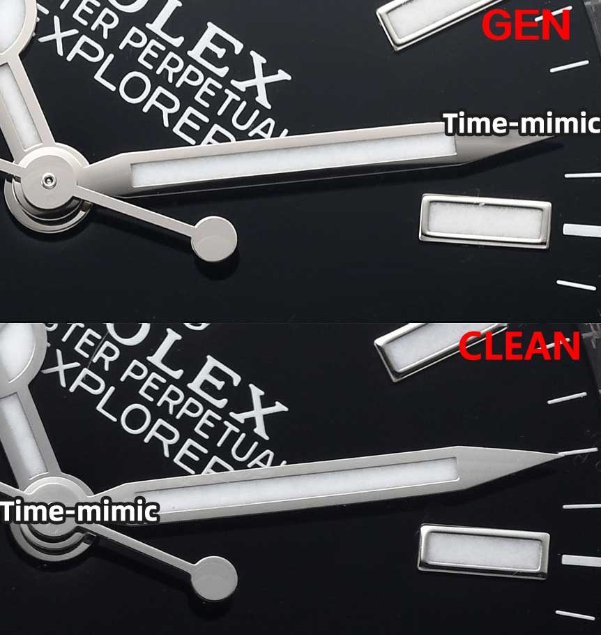 CLEAN Factory Rolex Explorer 224270 Super Clone Fake Watch vs Real：minute hand comparison