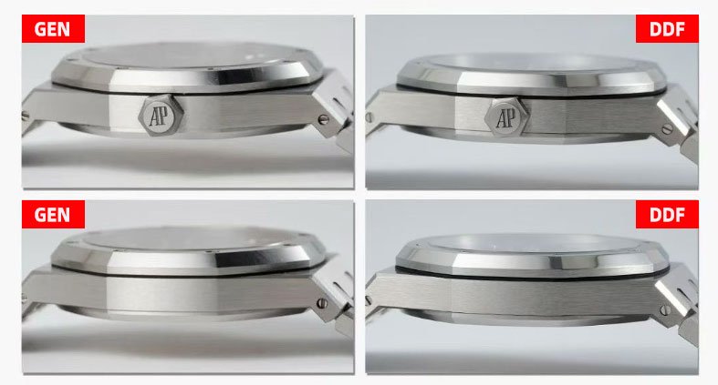 Audemars Piguet Royal Oak Replica vs Real 15510ST.OO.1320ST.06 Blue Dial：Case Comparison