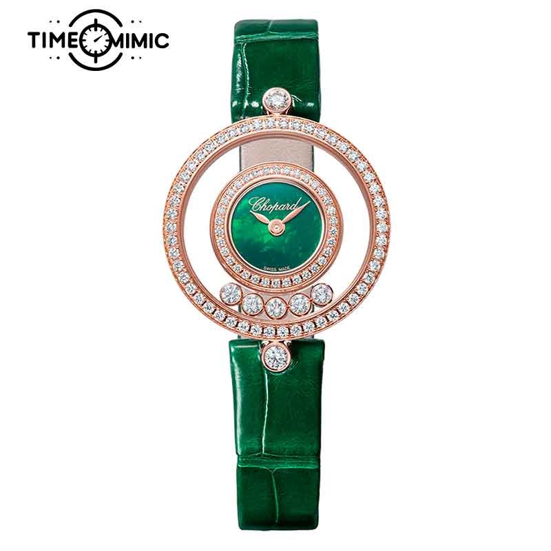 Supper Replica Chopard Happy Diamonds 203957-5029 Rose gold Skeleton 5 Floating Diamonds 25.8mm Womens Fake Watches Clone