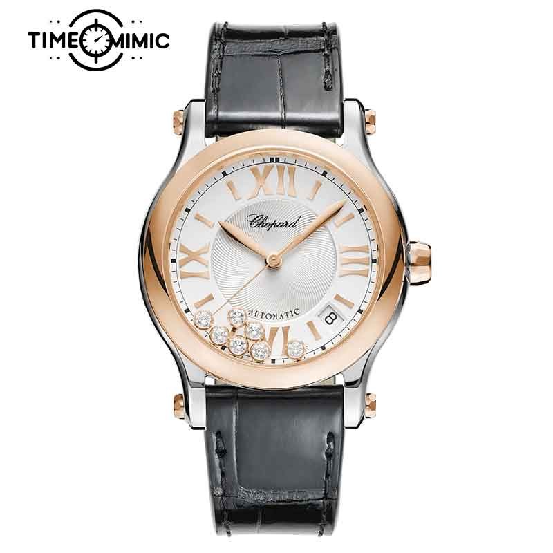 Supper Replica Chopard Happy Sport 278559-6001 36mm 7 Floating Diamonds Womens Fake Watches Clone