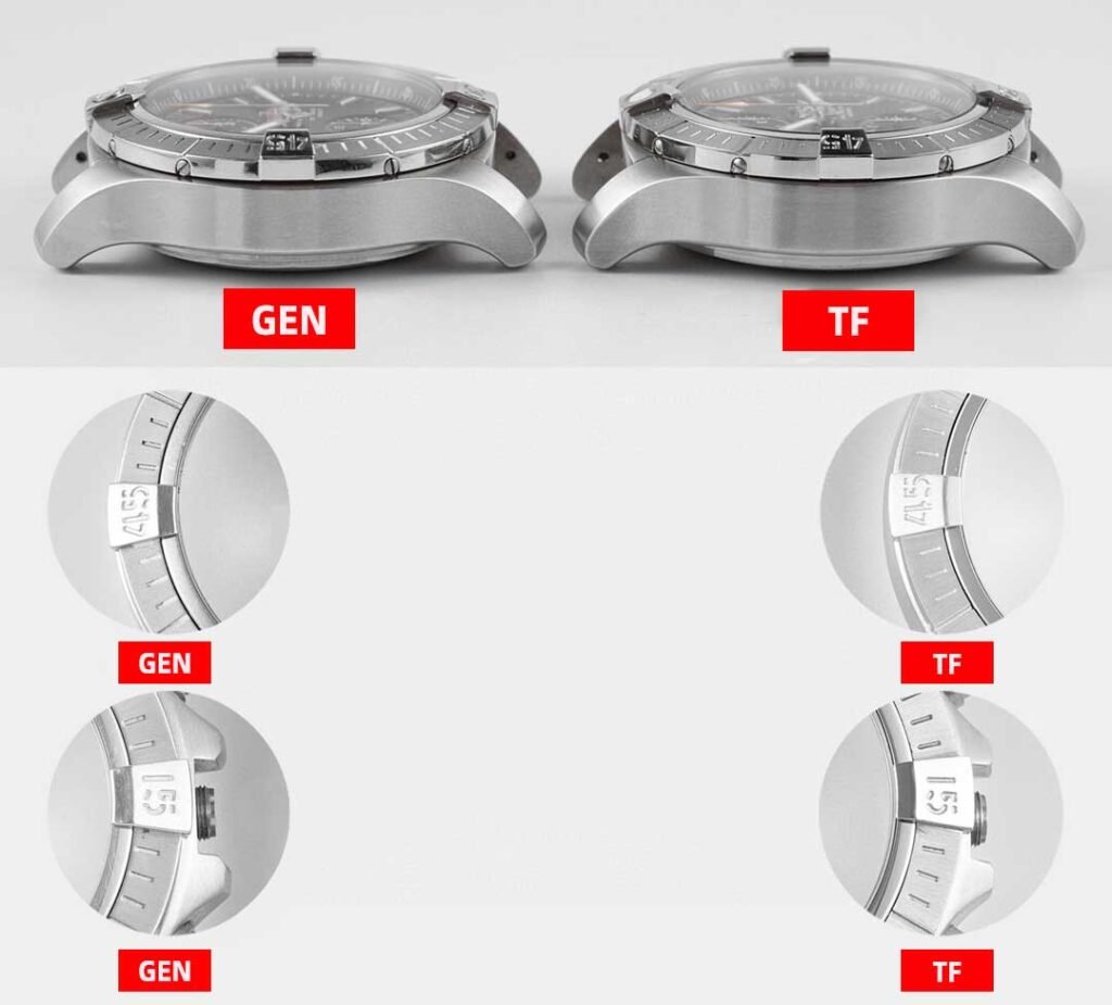 TF Factory Breitling Avenger A1331710B1X1 replica​ vs Real Watch：Case Bezel Comparison