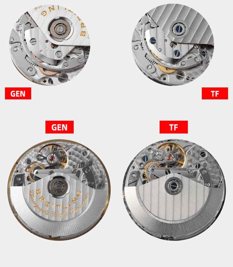 TF Factory Breitling Avenger A1331710B1X1 replica​ vs Real Watch：Movement Comparison