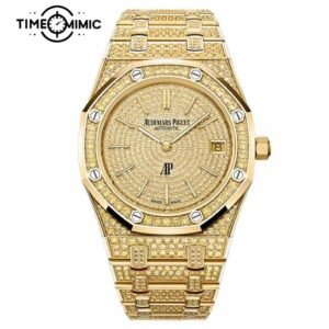Supper Replica Audemars Piguet Royal Oak Iced Out Diamond 16202BA.HH.1241BA.01 39mm Gold Fake Watches Clone